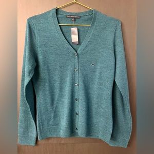 BNWT-By Brooks Brothers “346” womens teal button-up cardigan Sz M